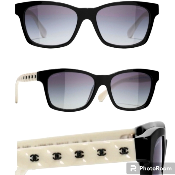 Chanel BLACK & WHITE SUNGLASSES. Lenses:Gray Ref CH5484 1656/s6 - Picture 5 of 16